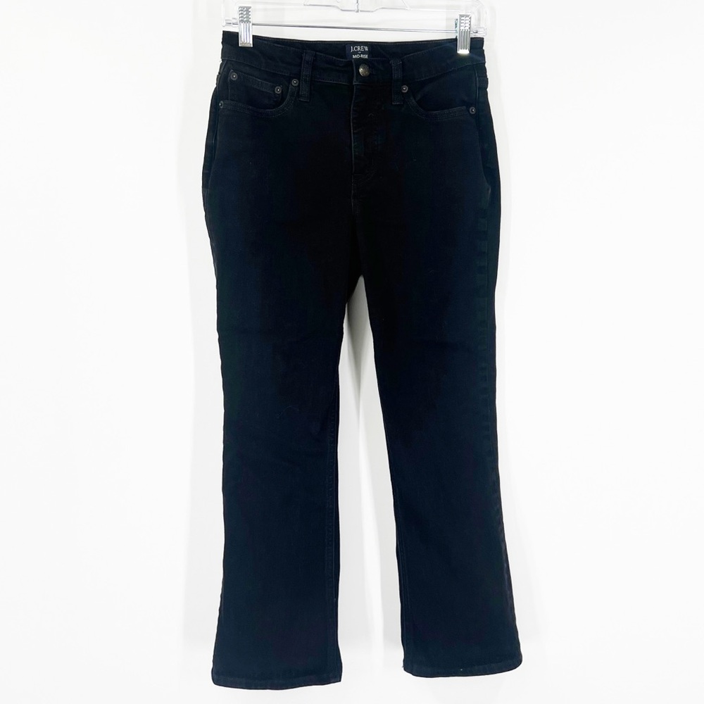 J. Crew Factory Mid-Rise Flare Crop Jeans in Black